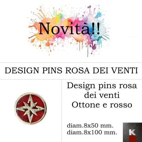 Design pins rosa dei venti ottone rosso K